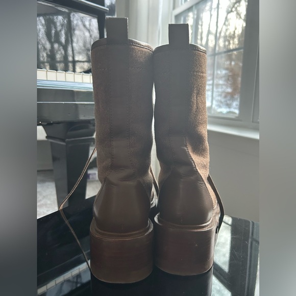 COPY - Tamara Mellon Runway Combat Boots 2” Platform Wool Leather Trim Women’s … - Picture 6 of 16